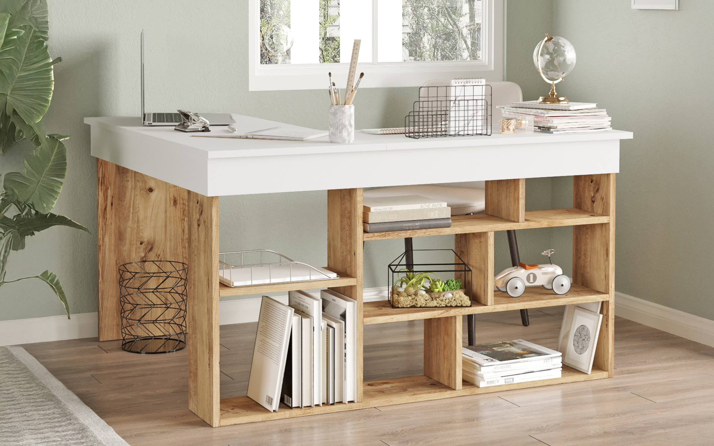 Birou Corny, pin atlantic + alb  3